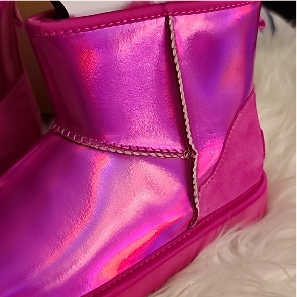 - UGG Women's Classic Mini Iridescent Shiny Boots “Pink” - Picture 13 of 14